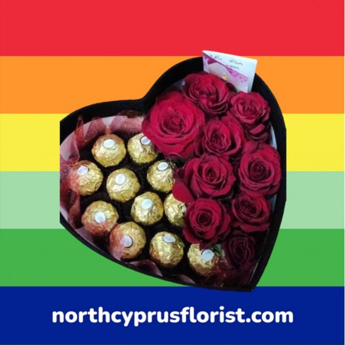 9 Red Roses And 11 Chocolates In Heart Box