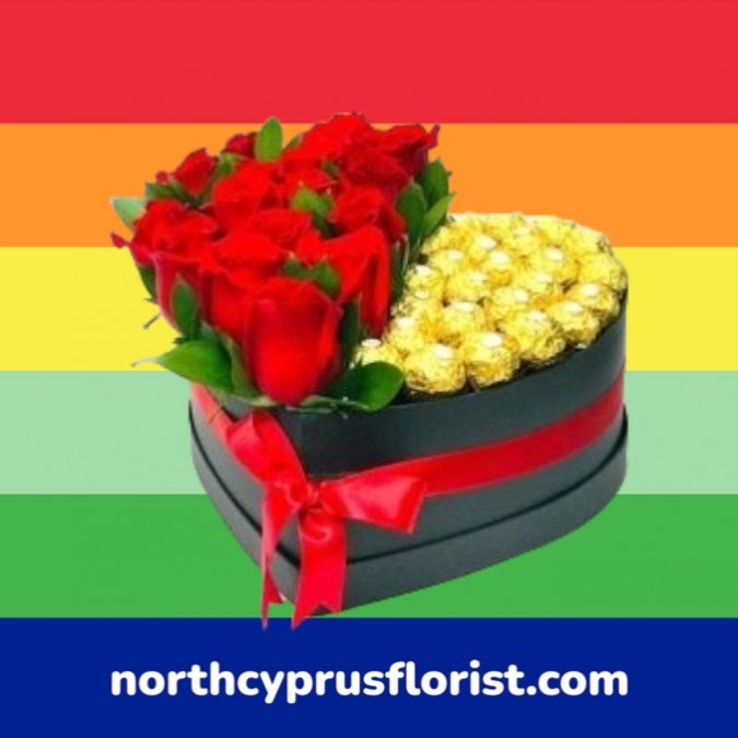 15 Red Roses And 30 Chocolates In Heart Box
