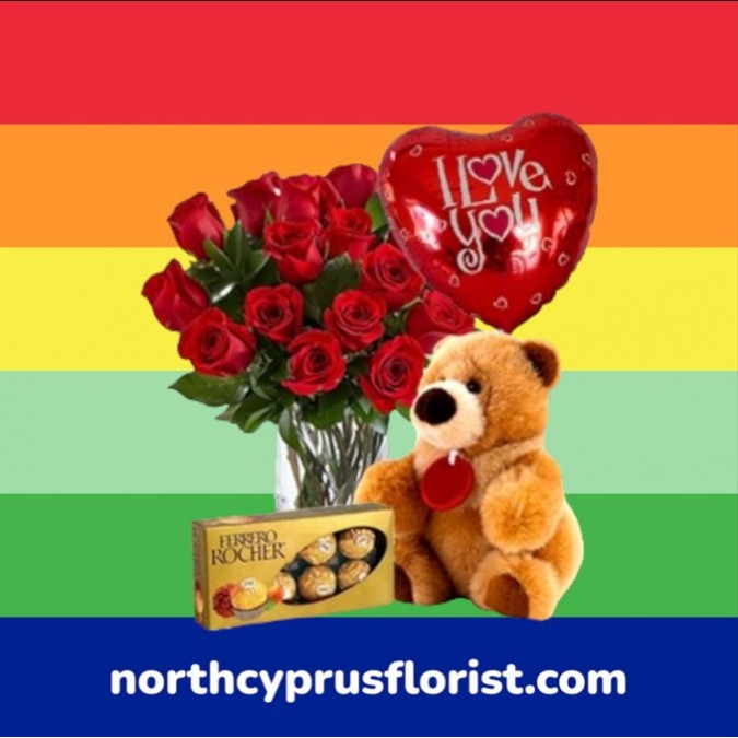 21 Red Roses Balloon Chocolate Teddy Bear in Vase